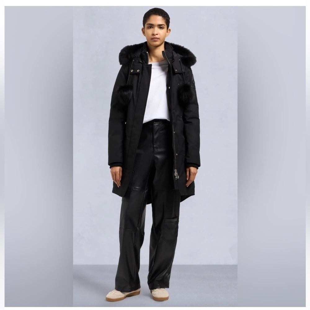 Moose Knuckles Black Fur-Trimmed Winter Jacket, Size Small